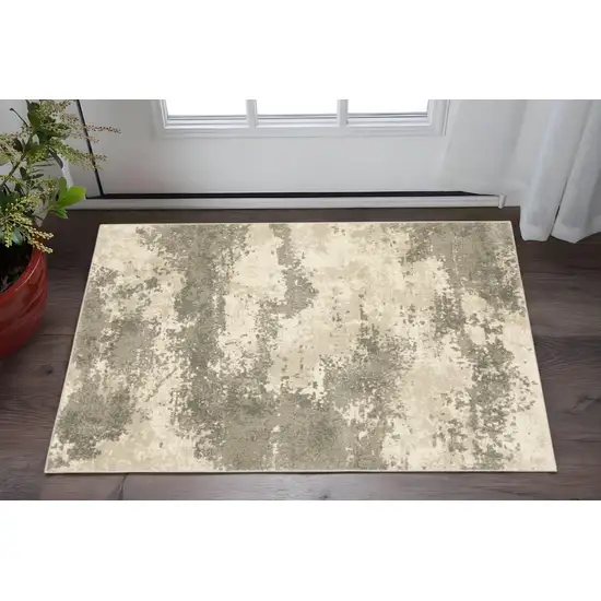 Beige And Grey Abstract Power Loom Stain Resistant Area Rug Photo 1
