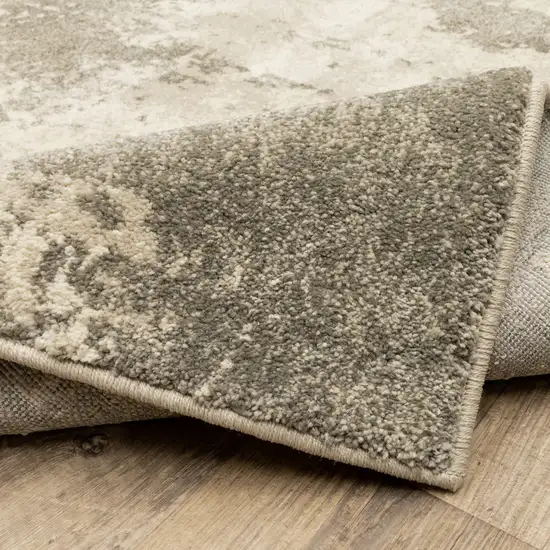 Beige And Grey Abstract Power Loom Stain Resistant Area Rug Photo 8
