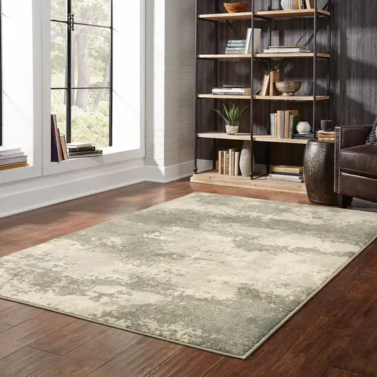Beige And Grey Abstract Power Loom Stain Resistant Area Rug Photo 9