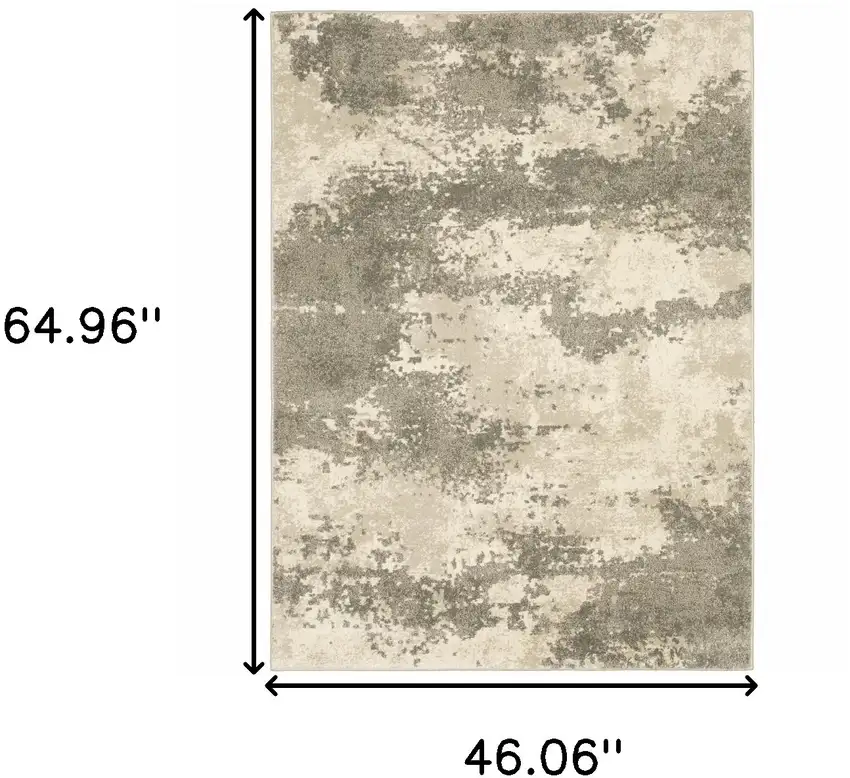 Beige And Grey Abstract Power Loom Stain Resistant Area Rug Photo 10