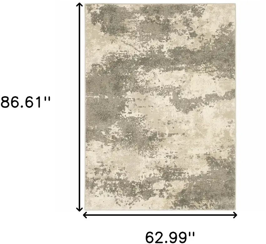 Beige And Grey Abstract Power Loom Stain Resistant Area Rug Photo 10