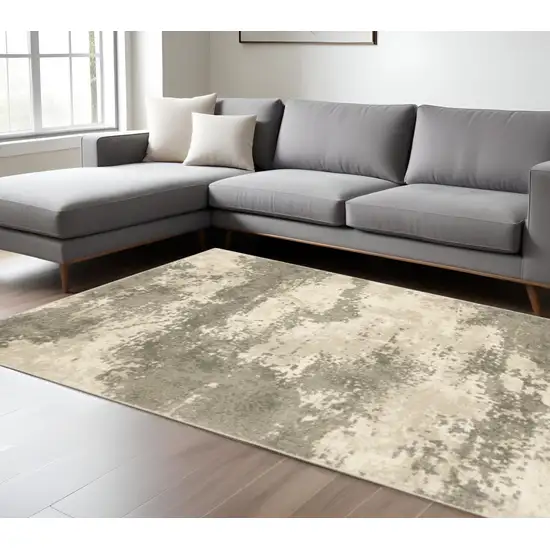 Beige And Ivory Abstract Shag Area Rug Photo 1