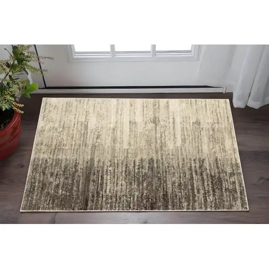 Beige And Grey Abstract Power Loom Stain Resistant Area Rug Photo 1