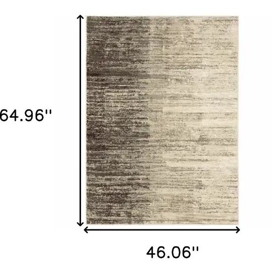 Beige And Grey Abstract Power Loom Stain Resistant Area Rug Photo 3