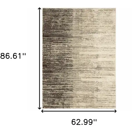 Beige And Grey Abstract Power Loom Stain Resistant Area Rug Photo 3