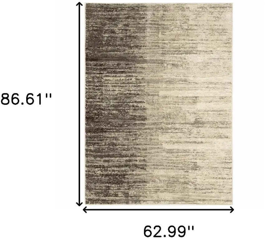 Beige And Grey Abstract Power Loom Stain Resistant Area Rug Photo 3