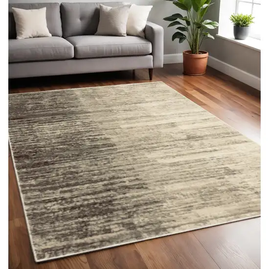 Beige And Grey Abstract Power Loom Stain Resistant Area Rug Photo 1
