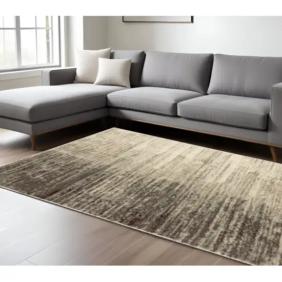 Beige And Grey Abstract Power Loom Stain Resistant Area Rug Photo 1