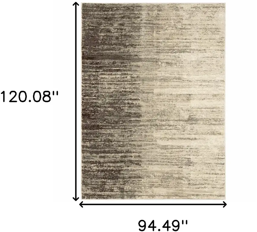 Beige And Grey Abstract Power Loom Stain Resistant Area Rug Photo 3