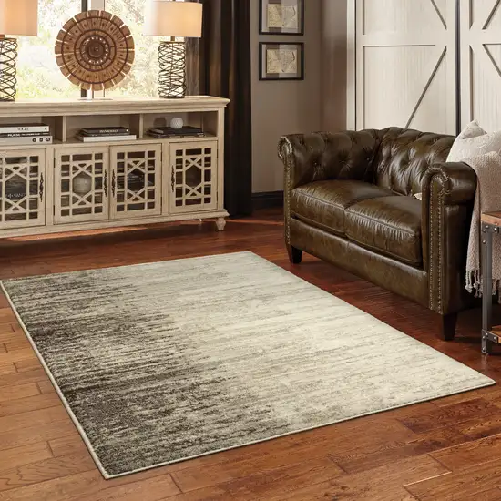 Beige And Grey Abstract Power Loom Stain Resistant Area Rug Photo 9