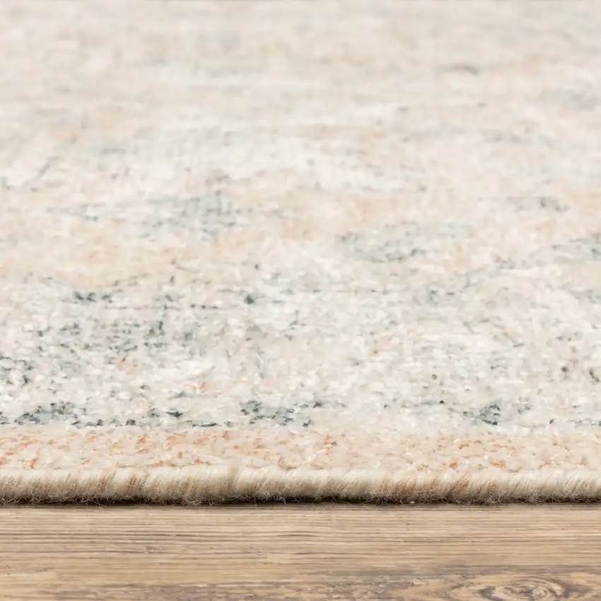 Beige And Grey Oriental Hand Loomed Stain Resistant Area Rug With Fringe Photo 9