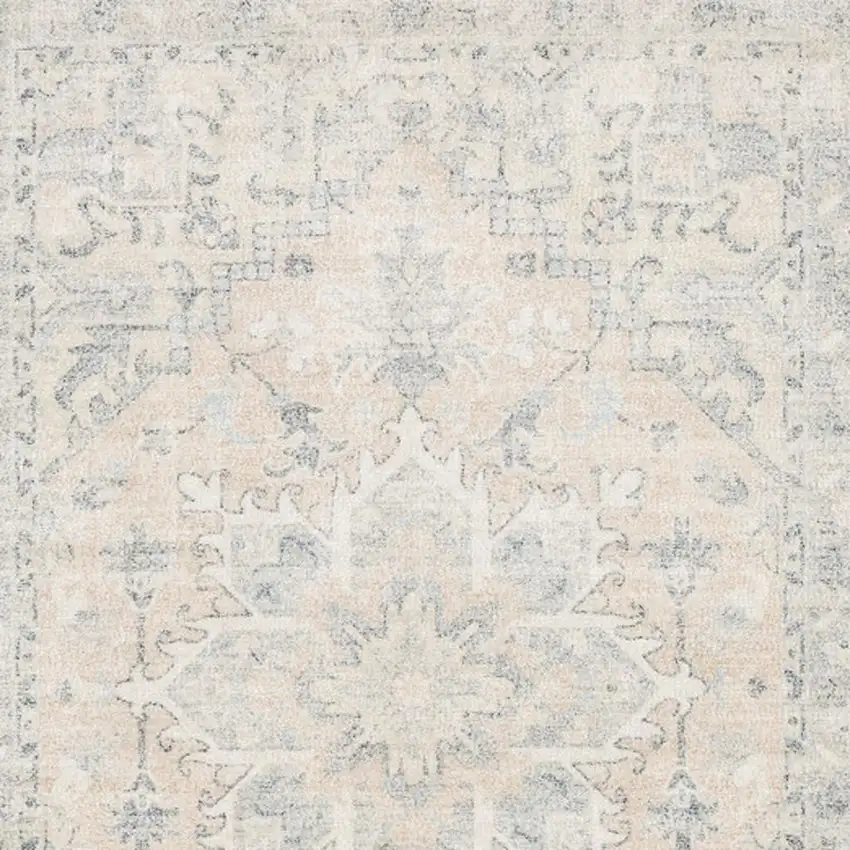 Beige And Grey Oriental Hand Loomed Stain Resistant Area Rug With Fringe Photo 5