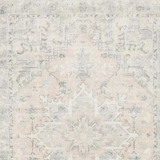 Beige And Grey Oriental Hand Loomed Stain Resistant Area Rug With Fringe Photo 4