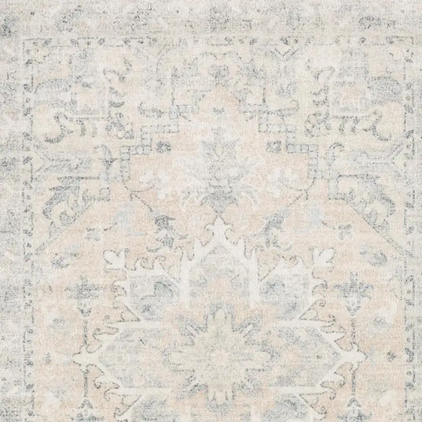 Beige And Grey Oriental Hand Loomed Stain Resistant Area Rug With Fringe Photo 4