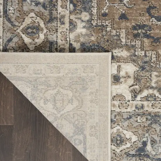Beige And Grey Oriental Power Loom Non Skid Area Rug Photo 9