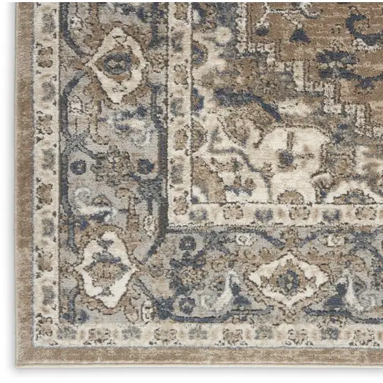 Beige And Grey Oriental Power Loom Non Skid Area Rug Photo 1