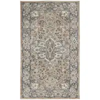 Photo of Beige And Grey Oriental Power Loom Non Skid Area Rug