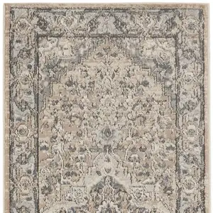 Photo of Beige And Grey Oriental Power Loom Non Skid Runner Rug
