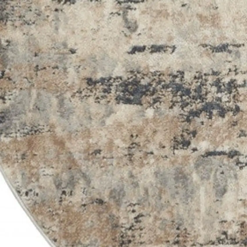 4' X 4' Beige And Grey Round Abstract Power Loom Non Skid Area Rug Photo 3