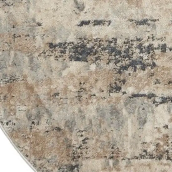 5' X 5' Beige And Grey Round Abstract Power Loom Non Skid Area Rug Photo 3