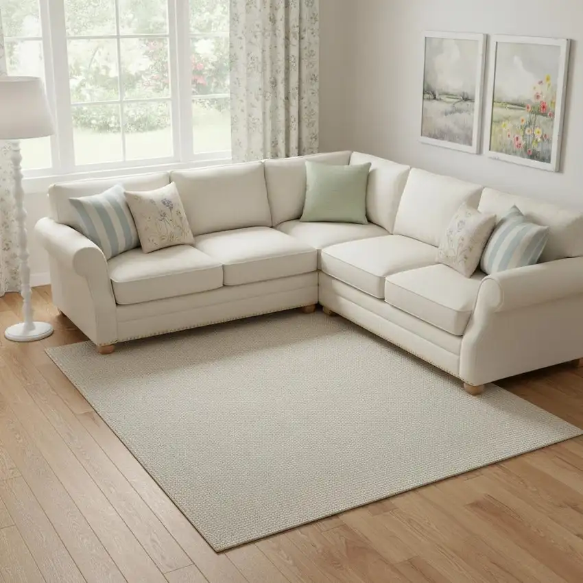 Beige And Ivory Abstract Area Rug Photo 1