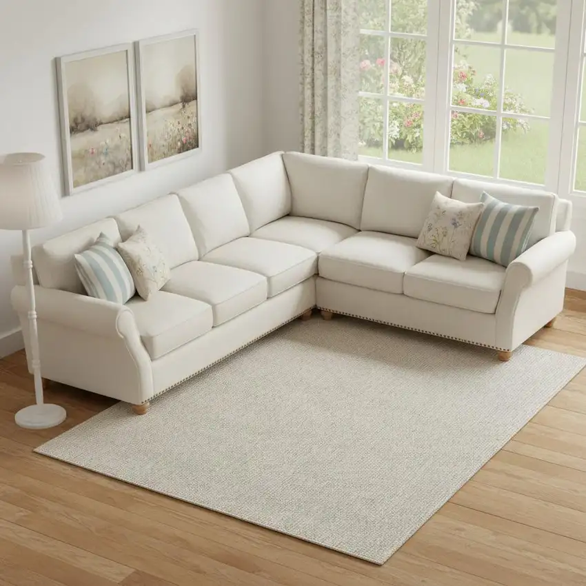 Beige And Ivory Abstract Area Rug Photo 1