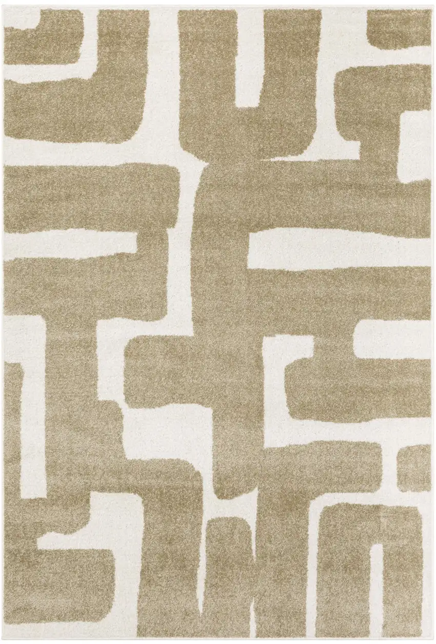 Beige And Ivory Abstract Area Rug Photo 7