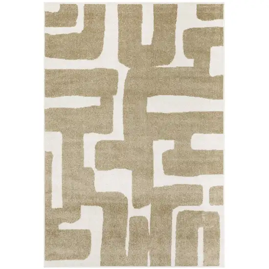 Beige And Ivory Abstract Area Rug Photo 7