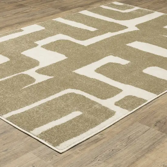 Beige And Ivory Abstract Area Rug Photo 9