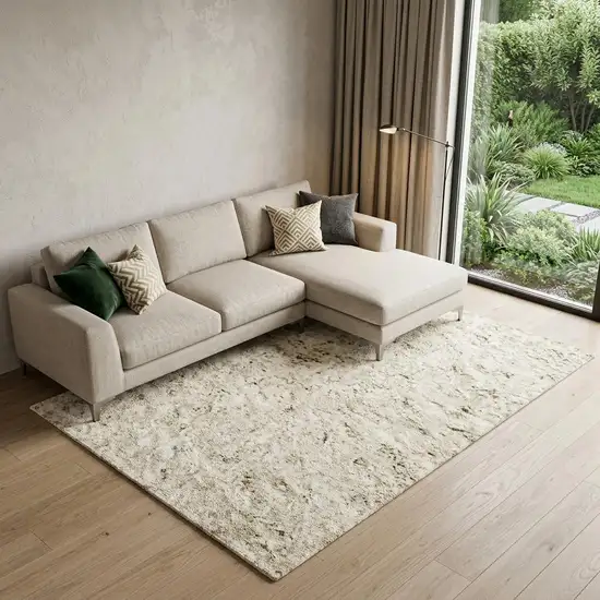 Beige And Ivory Abstract Area Rug Photo 1