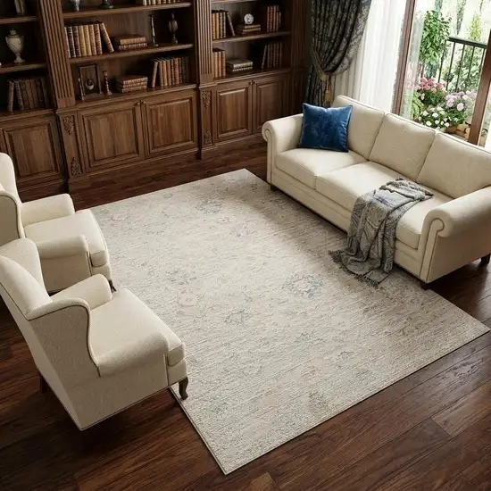 Beige And Ivory Abstract Area Rug Photo 1