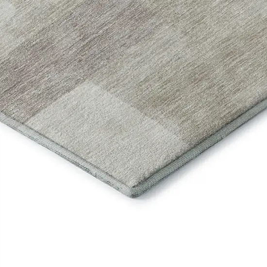 Beige And Ivory Abstract Geometric Washable Area Rug With UV Protection Photo 8