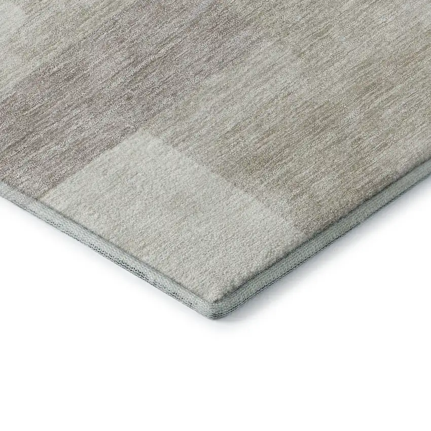 Beige And Ivory Abstract Geometric Washable Area Rug With UV Protection Photo 8