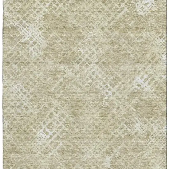 Beige And Ivory Abstract Geometric Washable Area Rug With UV Protection Photo 3