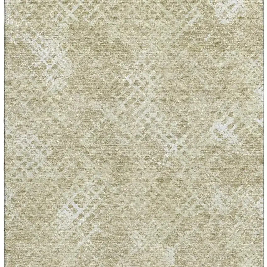 Beige And Ivory Abstract Geometric Washable Area Rug With UV Protection Photo 3