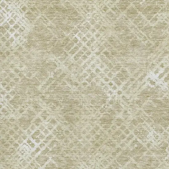 Beige And Ivory Abstract Geometric Washable Area Rug With UV Protection Photo 3