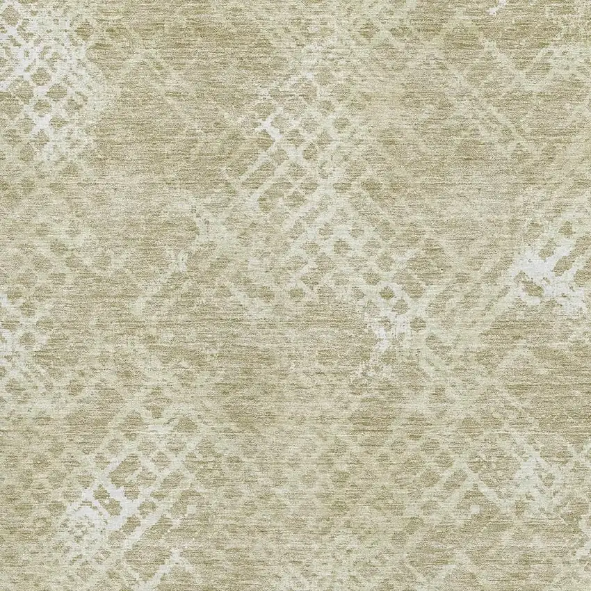 Beige And Ivory Abstract Geometric Washable Area Rug With UV Protection Photo 3