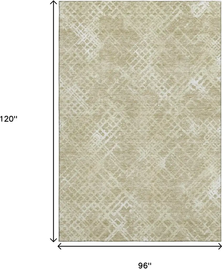 Beige And Ivory Abstract Geometric Washable Area Rug With UV Protection Photo 3