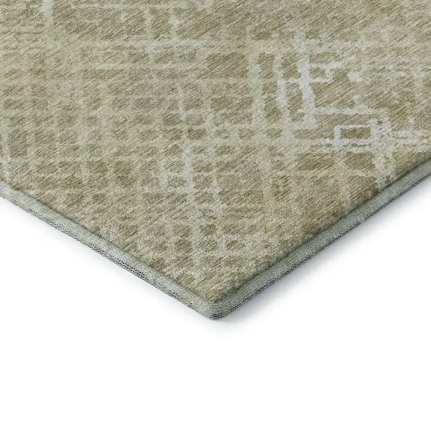 Beige And Ivory Abstract Geometric Washable Area Rug With UV Protection Photo 8