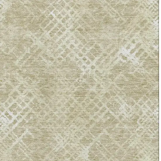Beige And Ivory Abstract Geometric Washable Area Rug With UV Protection Photo 3