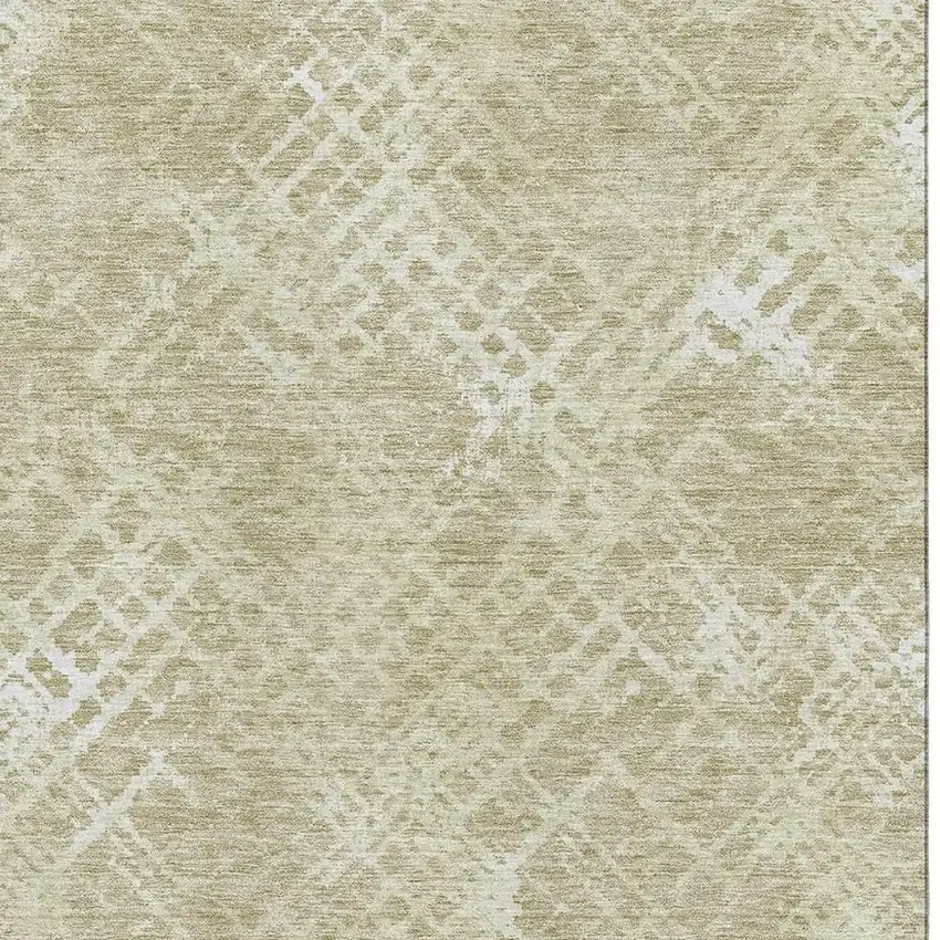 Beige And Ivory Abstract Geometric Washable Area Rug With UV Protection Photo 3