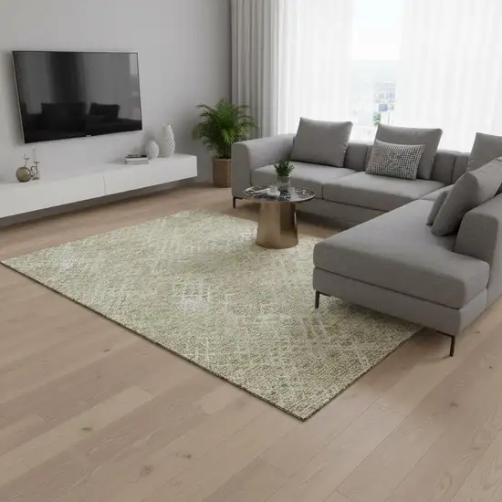 Beige And Ivory Abstract Geometric Washable Area Rug With UV Protection Photo 2