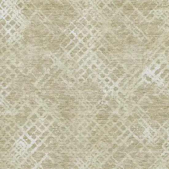 Beige And Ivory Abstract Geometric Washable Area Rug With UV Protection Photo 3