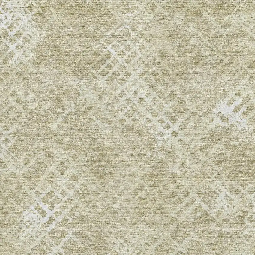 Beige And Ivory Abstract Geometric Washable Area Rug With UV Protection Photo 3