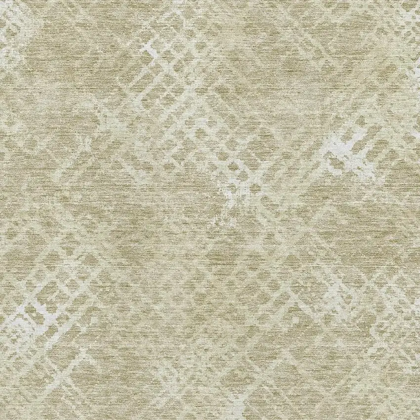 Beige And Ivory Abstract Geometric Washable Area Rug With UV Protection Photo 3