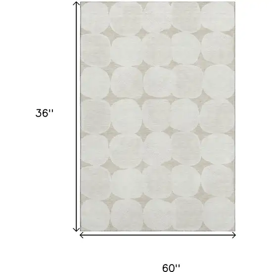 Beige And Ivory Abstract Geometric Washable Area Rug With UV Protection Photo 3