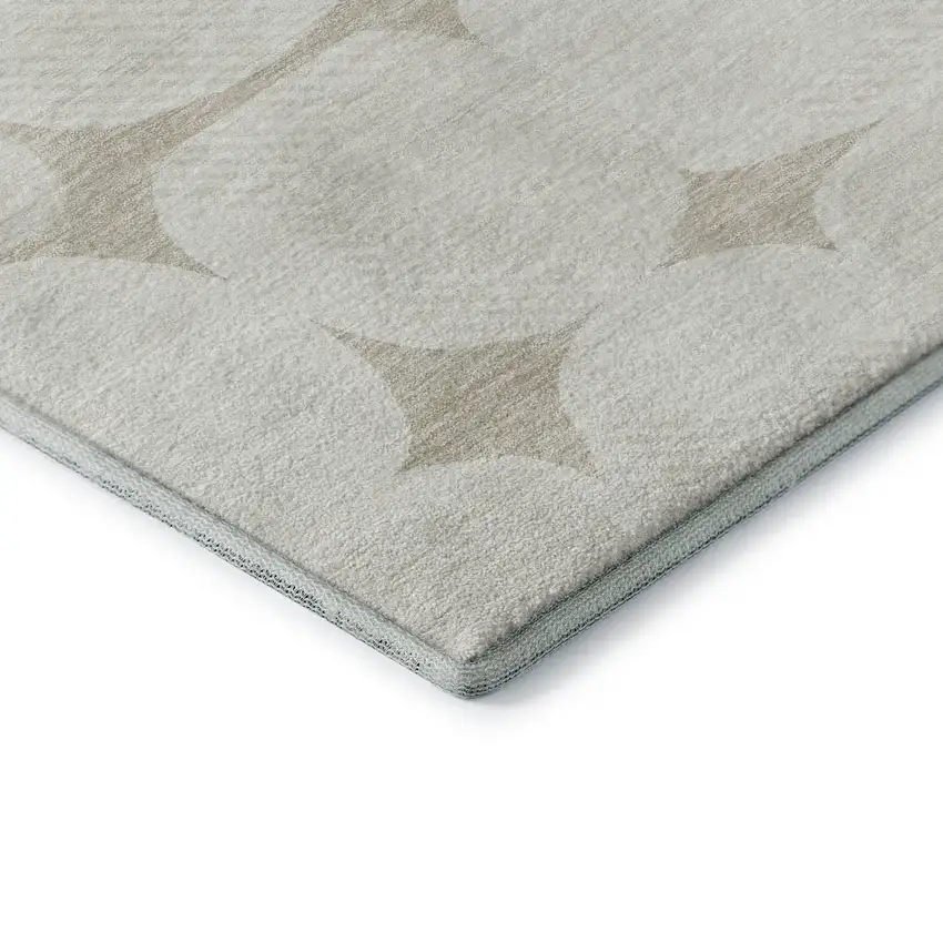 Beige And Ivory Abstract Geometric Washable Area Rug With UV Protection Photo 8