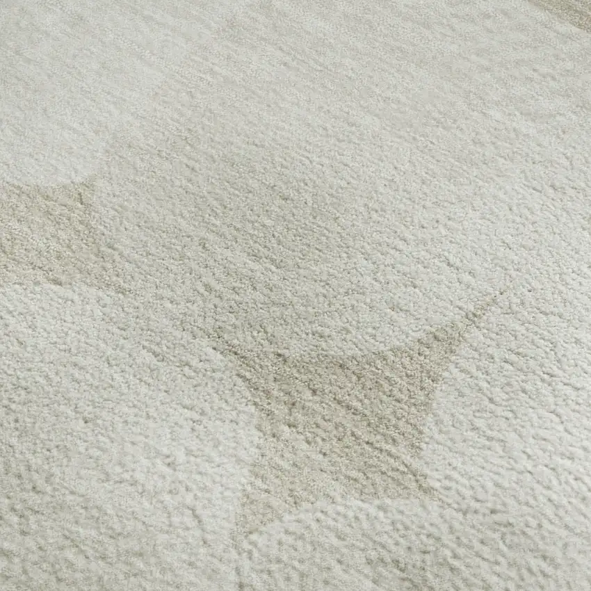 Beige And Ivory Abstract Geometric Washable Area Rug With UV Protection Photo 3