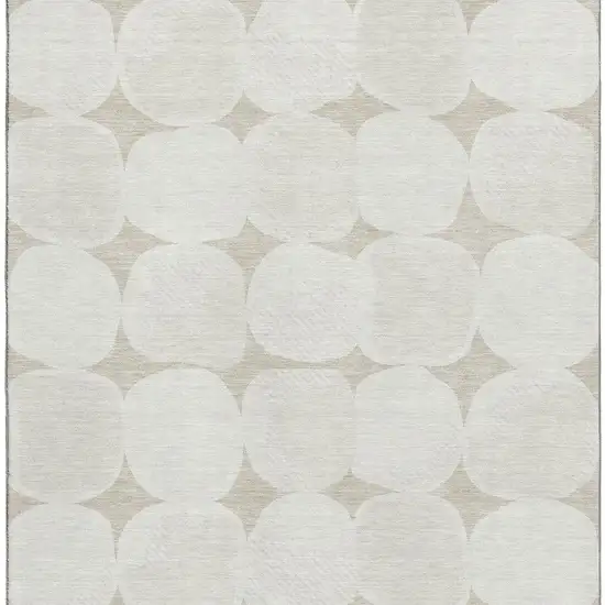 Beige And Ivory Abstract Geometric Washable Area Rug With UV Protection Photo 5