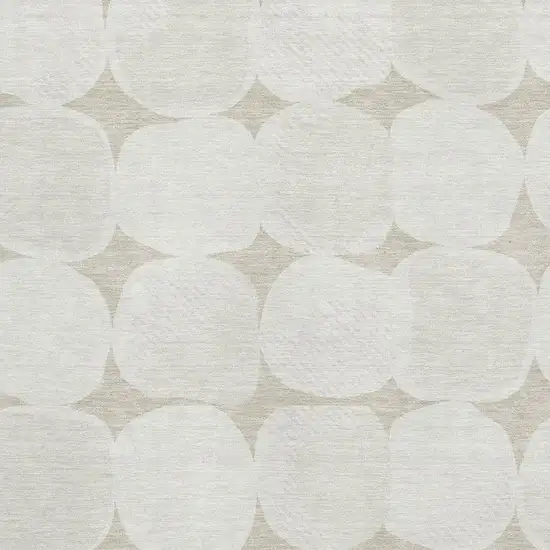 Beige And Ivory Abstract Geometric Washable Area Rug With UV Protection Photo 4